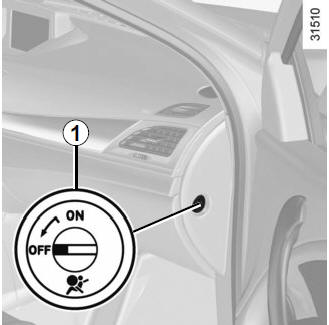 Renault Fluence. Desactivación, activación del airbag del pasajero delantero
