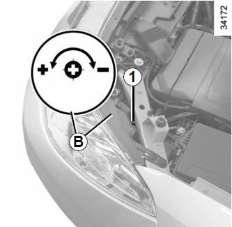 Renault Fluence. Ajuste eléctrico de la altura de los faros