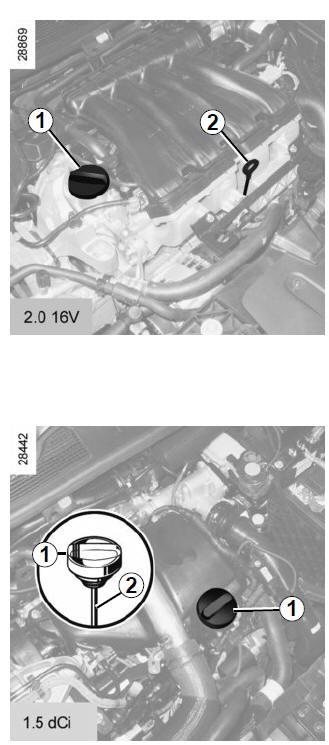 Renault Fluence. Nivel de aceite del motor (añadido, llenado)