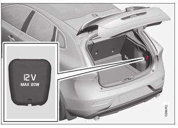 Volvo V40. Toma de 12 V - compartimento de carga 