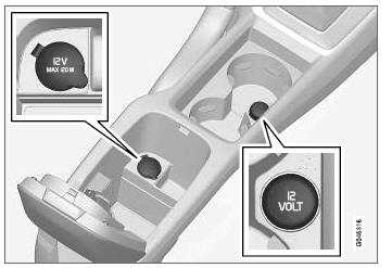 Volvo V40. Toma de 12 V en la consola del túnel, asiento delantero.