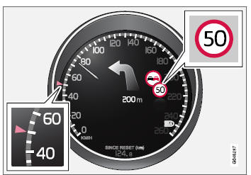 Volvo V40. Información de señales de tráfico (RSI) - uso