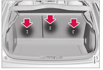 Volvo V40. Sistema de retención infantil - puntos de fijación superiores